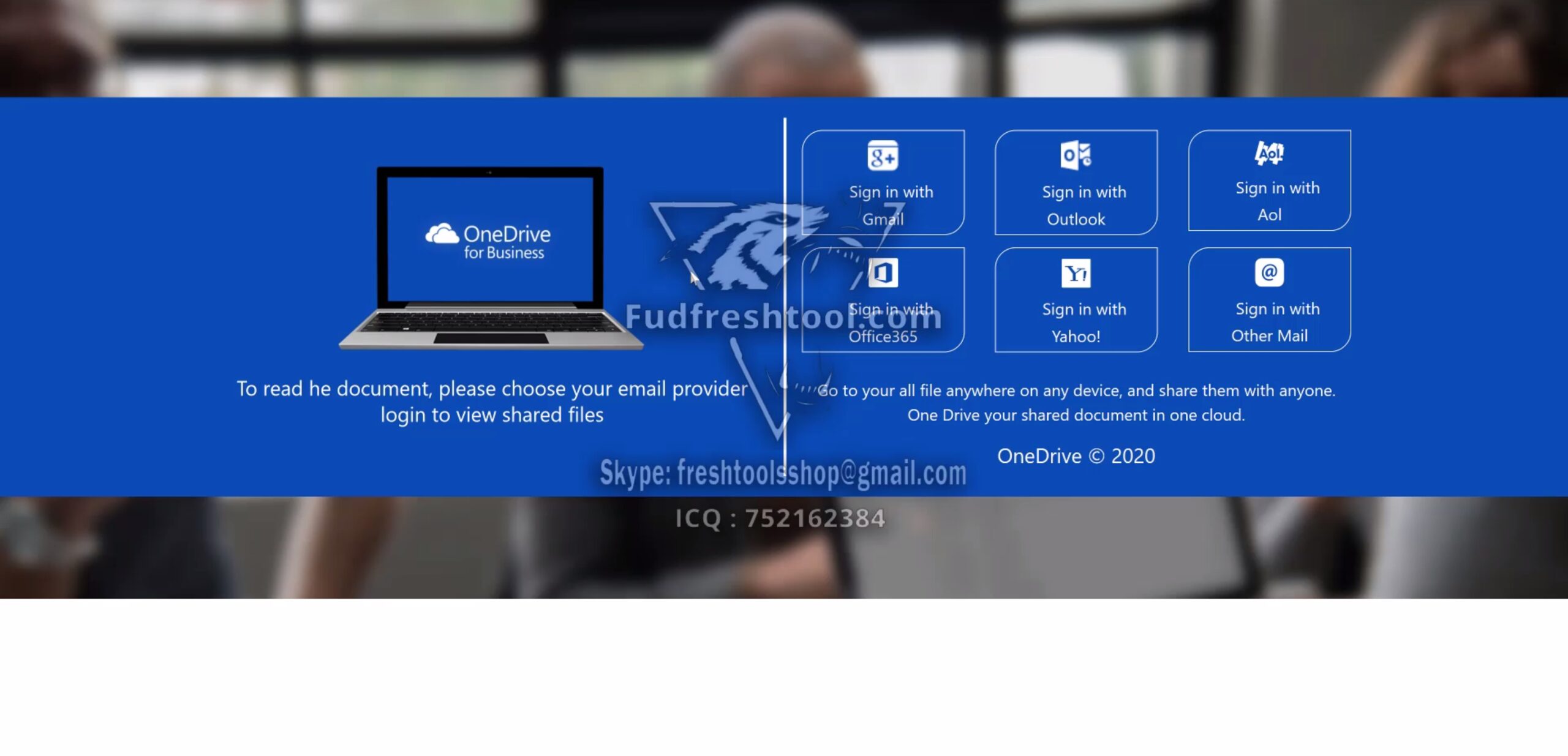 OneDrive Business Scam Page