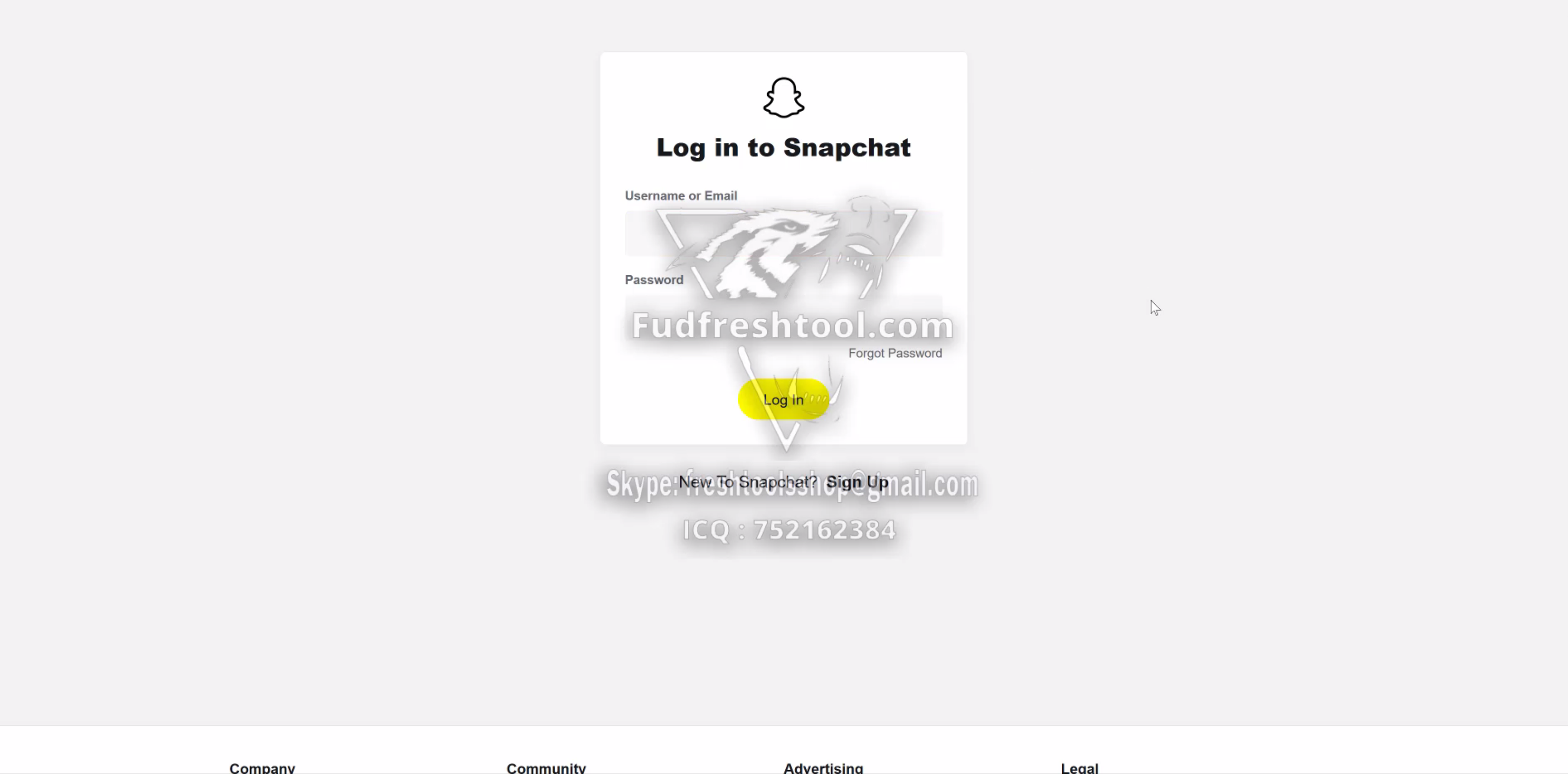 Snapchat Scam Page